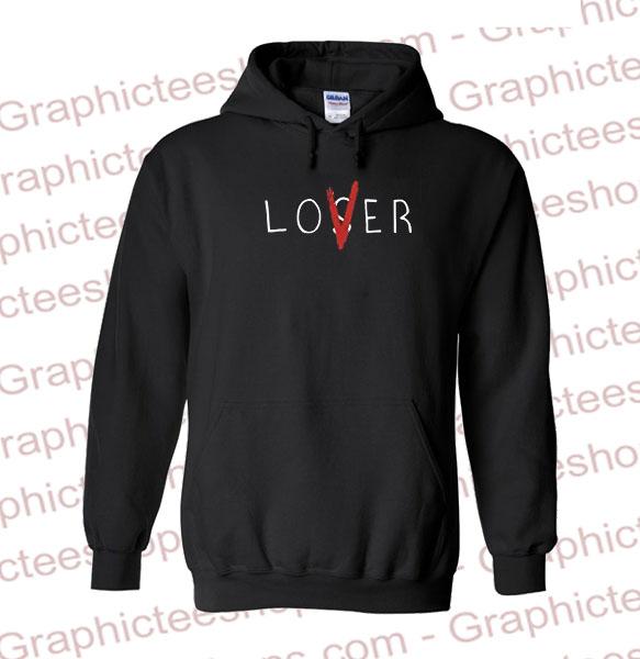 lover loser puff print hoodie sweatshirt